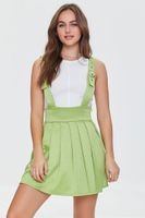 Women's Checkered Suspender Skirt in Green Medium