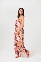 Women's Abstract Print Maxi Dress in Purple, XS