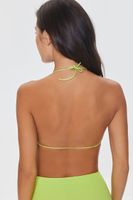 Women's Ribbed Triangle Halter Bikini Top in Lime, XL