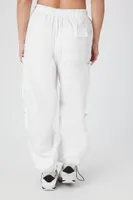 Women's Toggle Drawstring Poplin Joggers in Ivory, XS