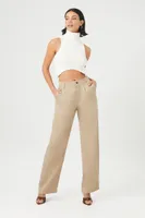 Women's Straight-Leg Trouser Pants in Taupe Small