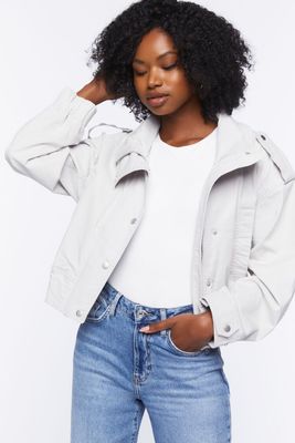 Women's Twill Bomber Jacket in Ash Brown Small