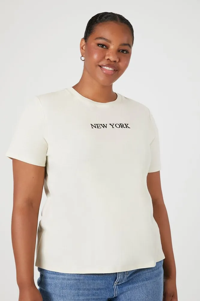 Women's New York Graphic T-Shirt in Taupe, 3X