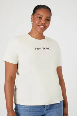 Women's New York Graphic T-Shirt in Taupe, 1X