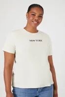 Women's New York Graphic T-Shirt in Taupe, 1X