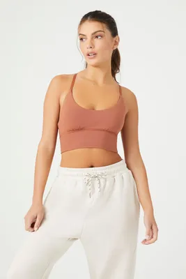 Women's Strappy Longline Sports Bra in Chestnut Small