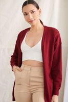 Women's Patch-Pocket Cardigan Sweater in Burgundy Medium