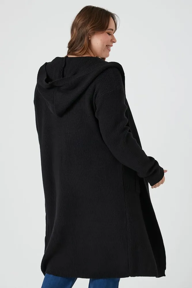 Women's Duster Cardigan Sweater in Black, 2X