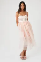 Women's Satin Tiered Midi Dress Champagne