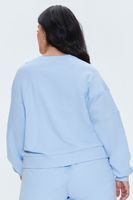 Women's Embroidered Beverly Hills Pullover in Blue/Cream, 1X