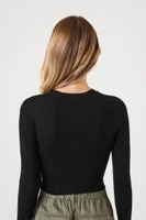 Women's Ribbed Sweater-Knit Crop Top Large