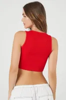 Women's Seamless Cropped Tank Top in Red, L/XL