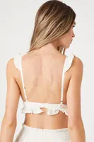 Women's Satin Ruffle-Trim Lounge Bralette Vanilla