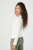 Women's Cotton-Blend Lettuce-Edge Top White