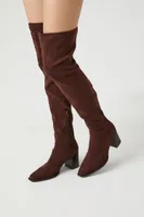 Women's Faux Suede Over-the-Knee Boots Brown,