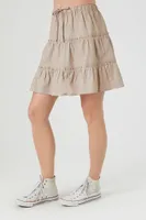 Women's Peasant Mini Skirt in Taupe Large