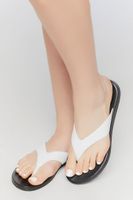 Women's Faux Leather Thong Sandals in White, 8