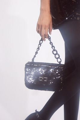 Women's Sequin Chain Handbag in Black