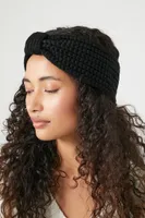 Knotted Purl Knit Headwrap in Black