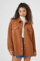 Women's Faux Suede Drop-Sleeve Shacket Tan