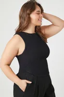 Women's Sweater-Knit Tank Top in Black, 3X