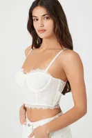 Women's Lace Bustier Cropped Cami in Vanilla Medium