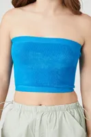 Women's Seamless Cropped Tube Top in Ibiza Blue, M/L