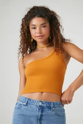 Women's Seamless One-Shoulder Crop Top in Copper, XS/S