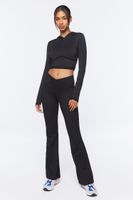 Women's Active Hooded Crop Top in Black Small