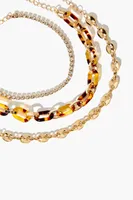 Women's Tortoiseshell Chain Bracelet Set in Gold