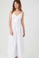 Women's V-Neck Cami Maxi Dress in White Small