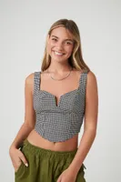 Women's Gingham Bustier Crop Top in Black/White Medium