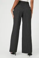 Women's Pinstriped Wide-Leg Trouser Pants