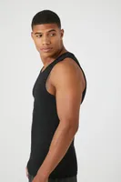 Men Ribbed Knit Tank Top in Black Medium