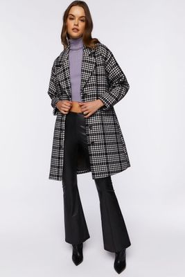 Women's Houndstooth Button-Front Coat Black/White