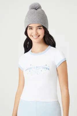 Women's Meltdown Graphic Ringer Baby T-Shirt in White, XL