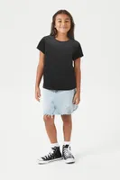 Girls Velvet Crew T-Shirt (Kids) in Black, 11/12