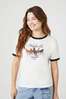 Women's Embroidered Nashville Ringer T-Shirt
