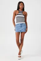 Women's Striped Seamless Tank Top in Black/White Large