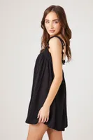 Women's Tassel Shift Mini Dress in Black Large