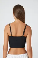 Women's Lace-Trim Surplice Cropped Cami Black