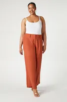 Women's Satin Wide-Leg Trousers in Clay, 0X