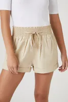 Women's Cuffed Drawstring Pull-On Shorts Sand