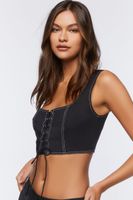 Women's Lace-Up Crop Top in Black Medium