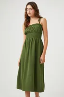 Women's Smocked Tie-Strap Midi Dress in Cypress , XL