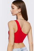 Women's One-Shoulder Crop Top in Tomato, M/L