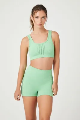 Women's Seamless Active Biker Shorts in Mint Large