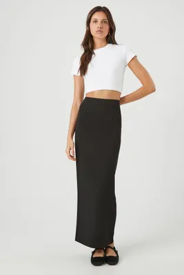 Women's Zip-Slit Maxi Skirt in Black Large