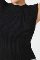 Women's Sweater-Knit Crop Top in Black Small