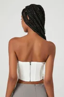 Women's Lace-Up Corset Tube Top in Vanilla, XL